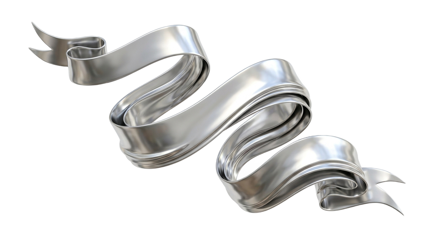 silver ribbon banner png PNG transparent background