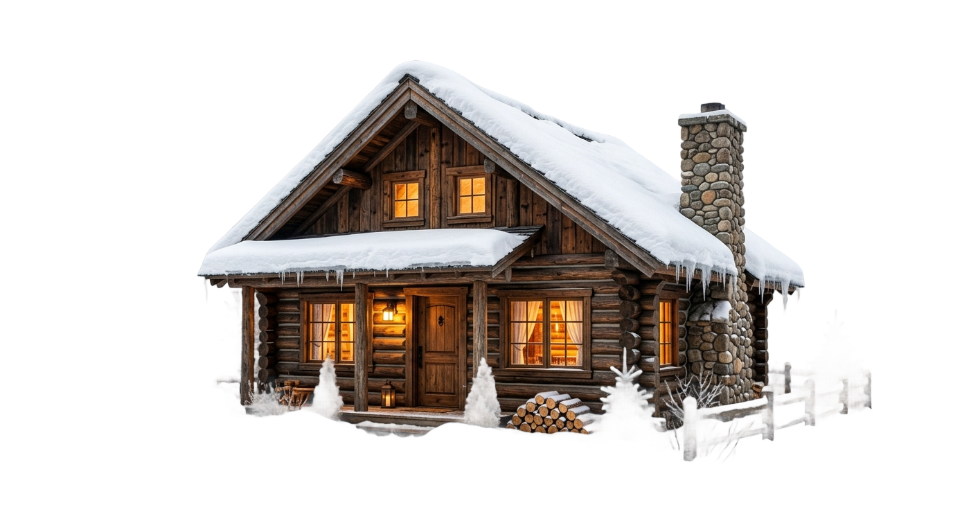 winter cabin png PNG transparent background