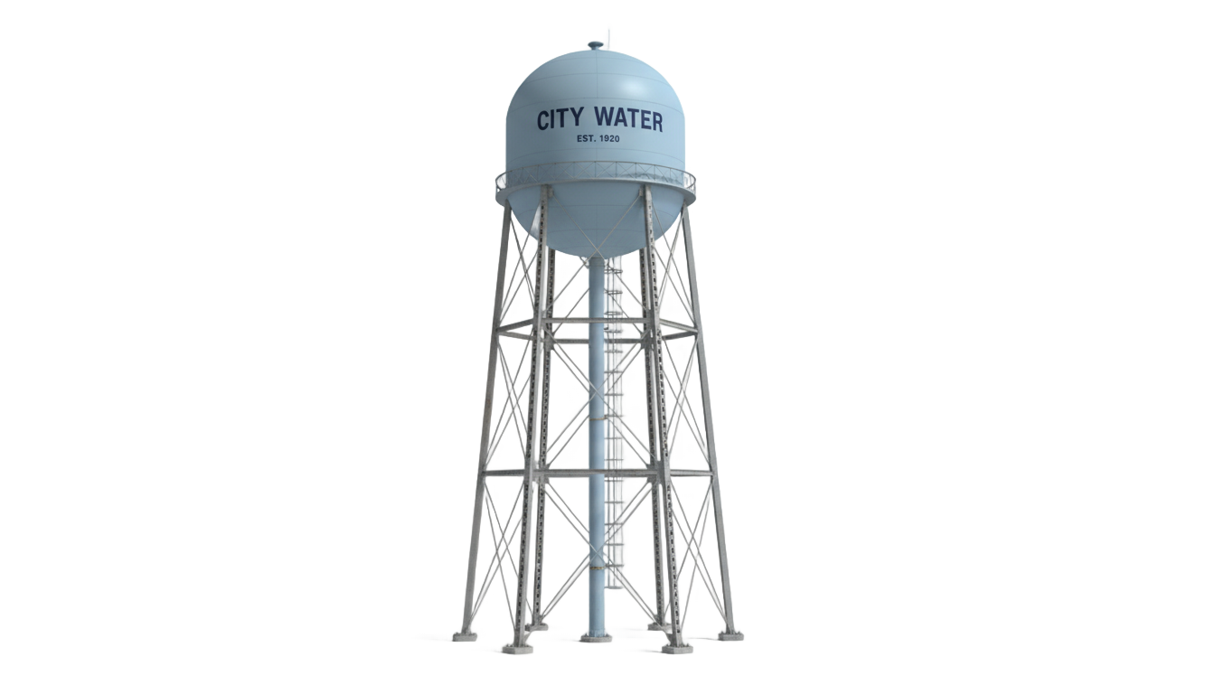 water tower silhouette png PNG transparent background