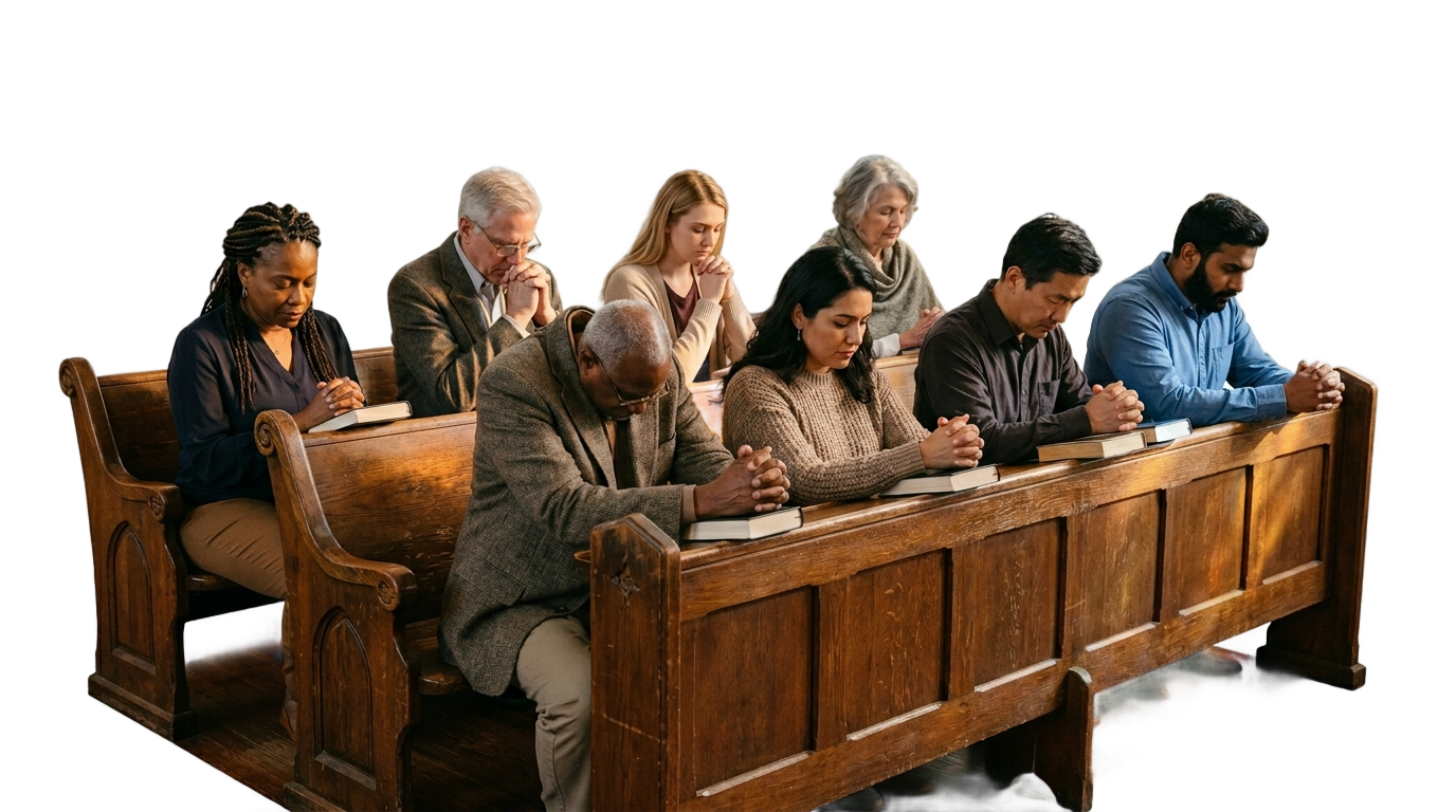 people praying in church png PNG transparent background