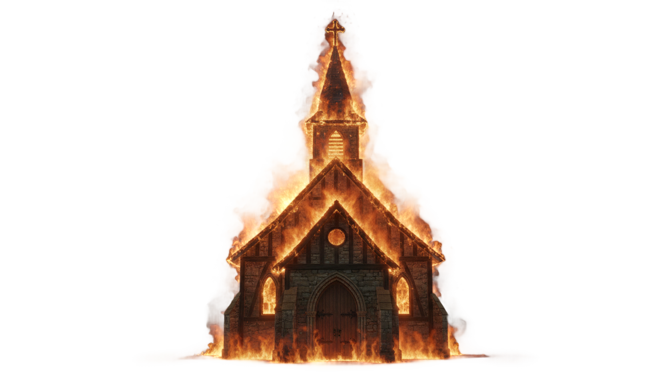 burning church png PNG transparent background