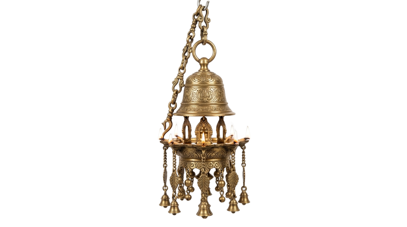 temple hanging diya png PNG transparent background