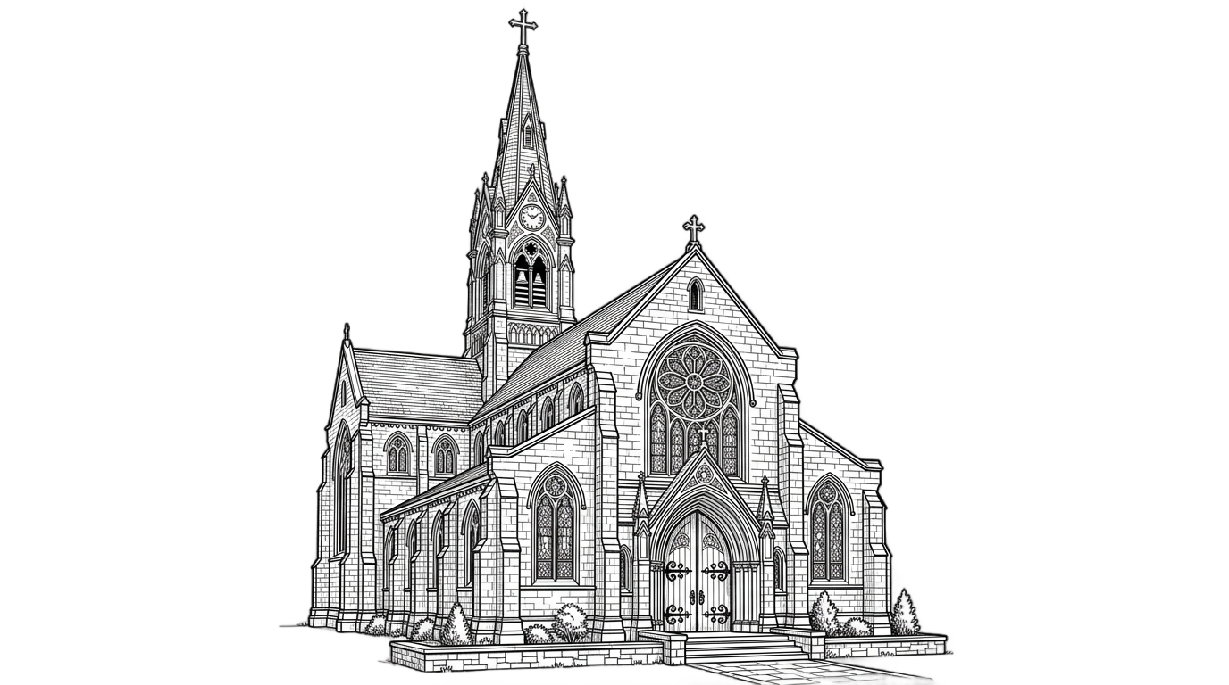 church png black and white PNG transparent background