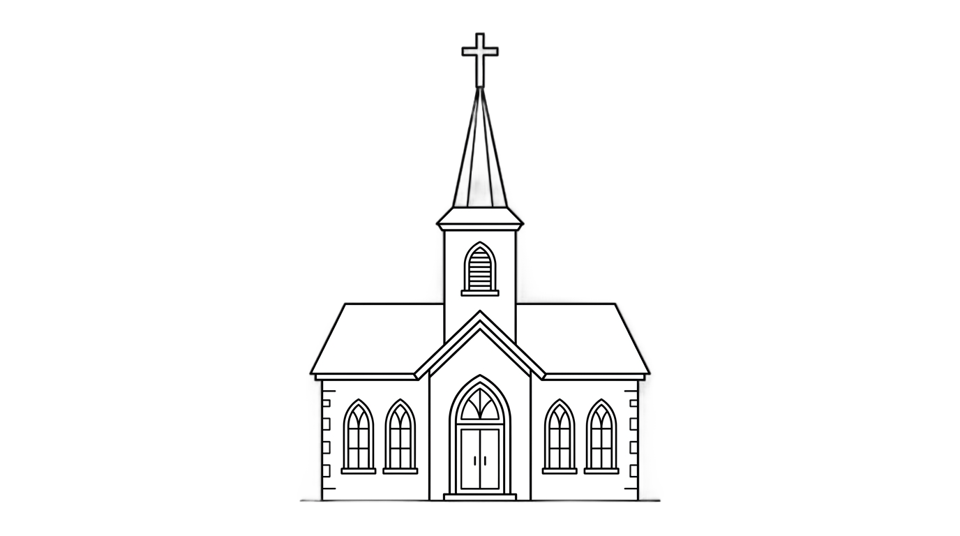 church clipart black and white png PNG transparent background