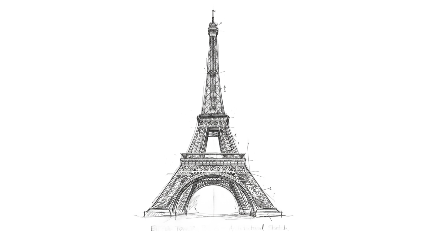 eiffel tower sketch png PNG transparent background