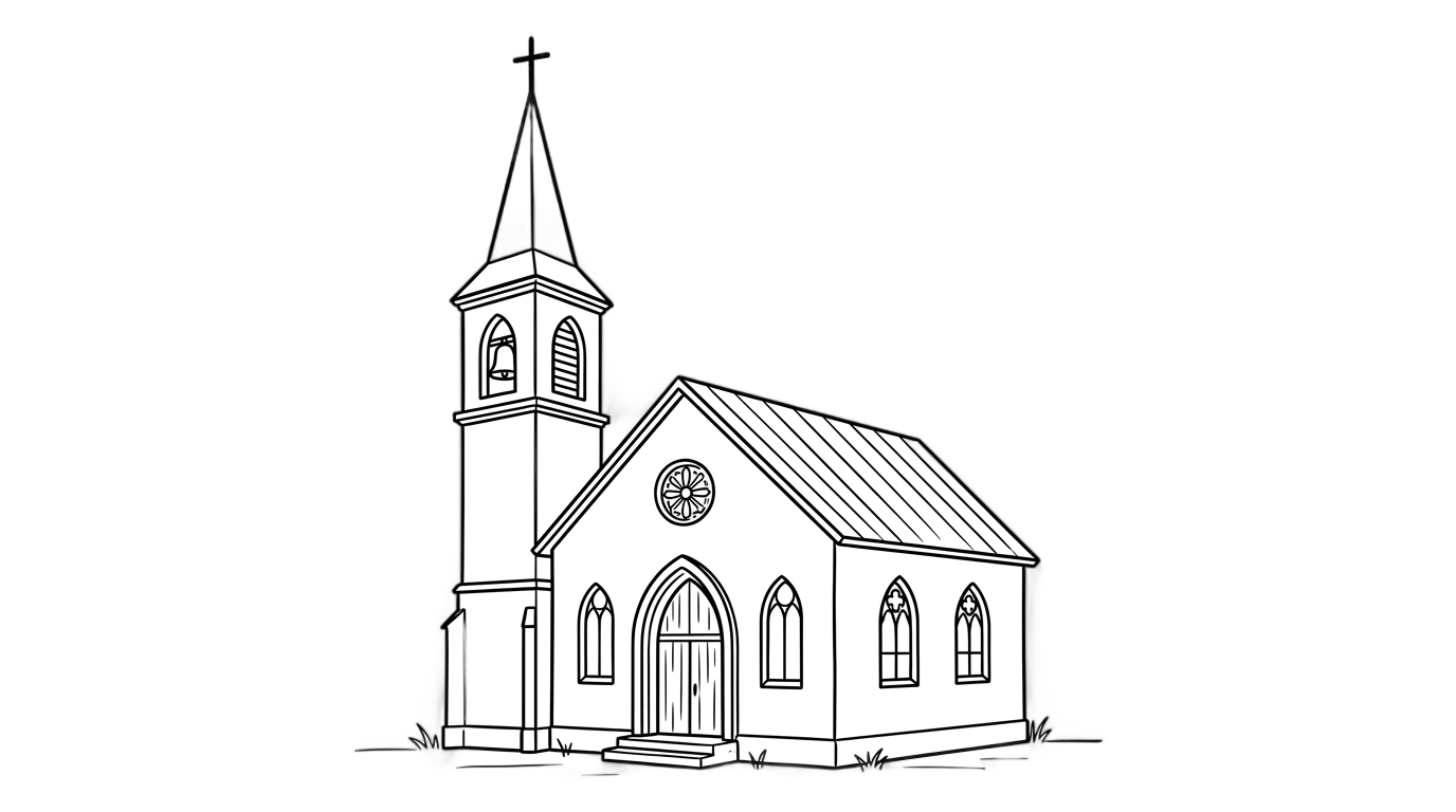 church clipart black and white png PNG transparent background