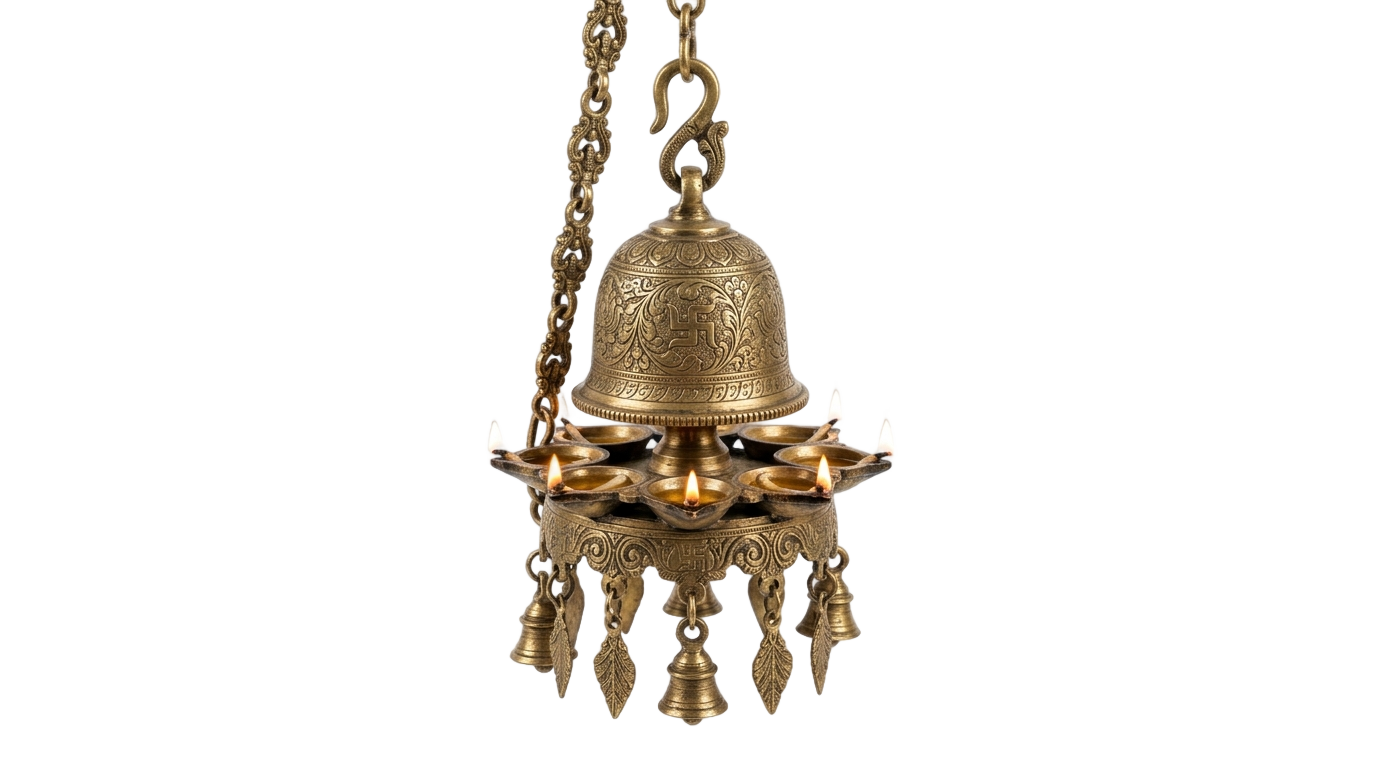 temple hanging diya png PNG transparent background