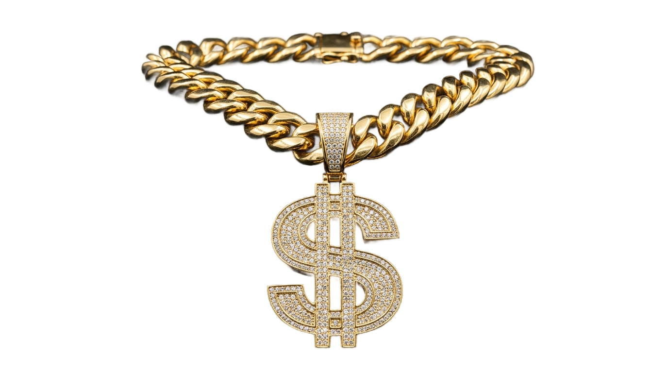 gold chain dollar sign png PNG transparent background