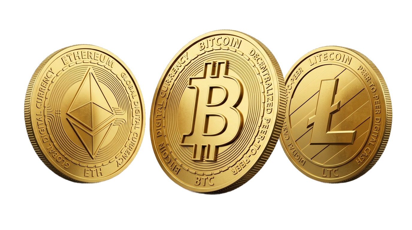 crypto coins 3d png PNG transparent background