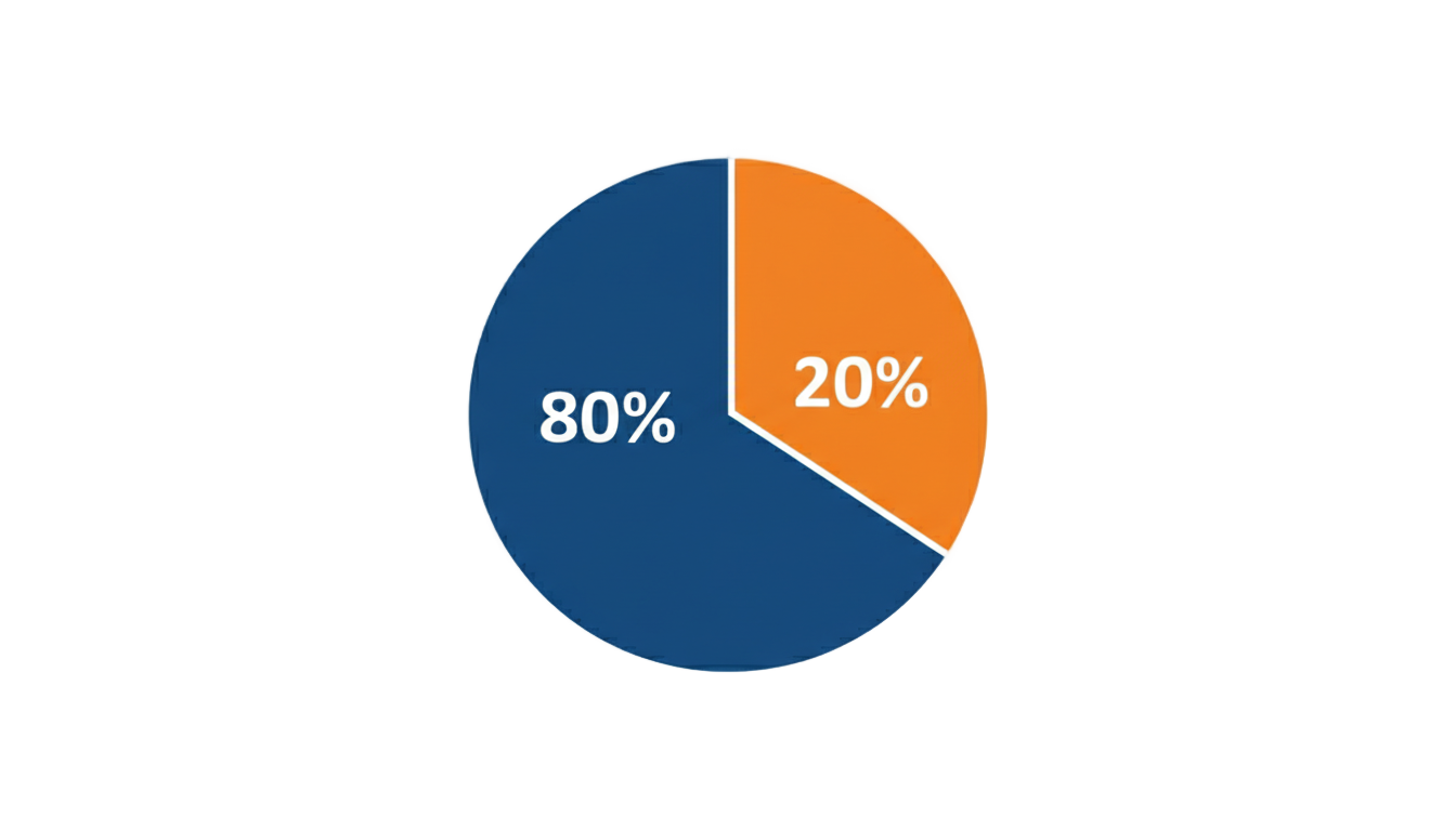 80 20 pie chart png PNG transparent background