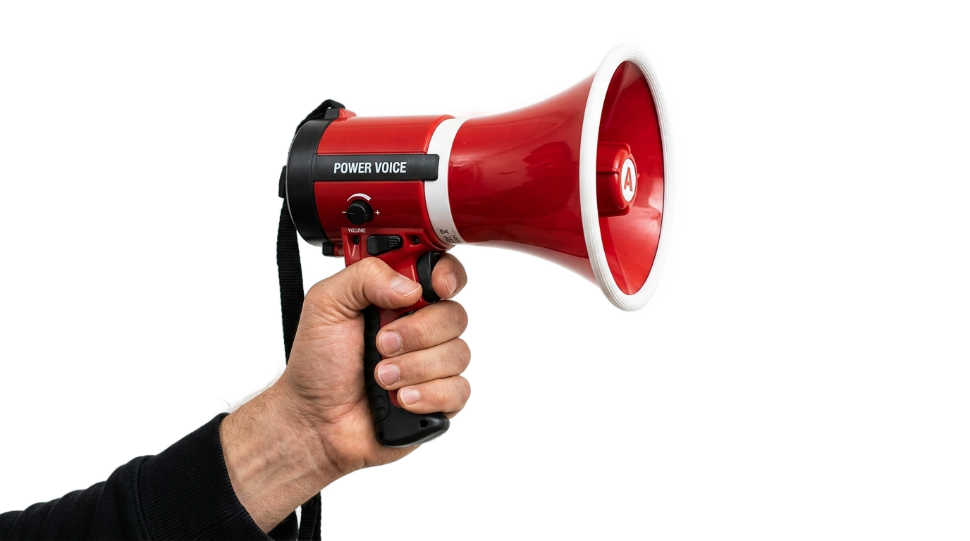 hand holding megaphone png PNG transparent background