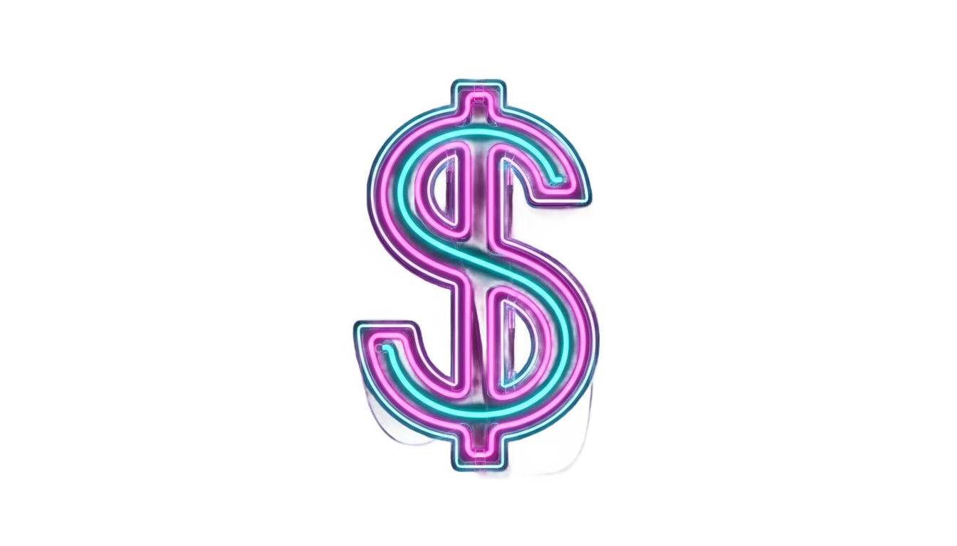 neon dollar sign png PNG transparent background