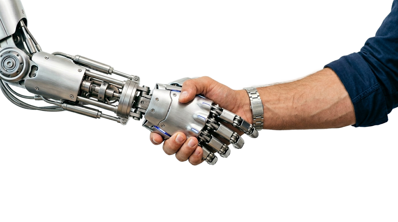 robot and human handshake png PNG transparent background
