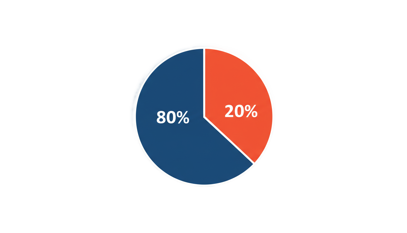 80 20 pie chart png PNG transparent background