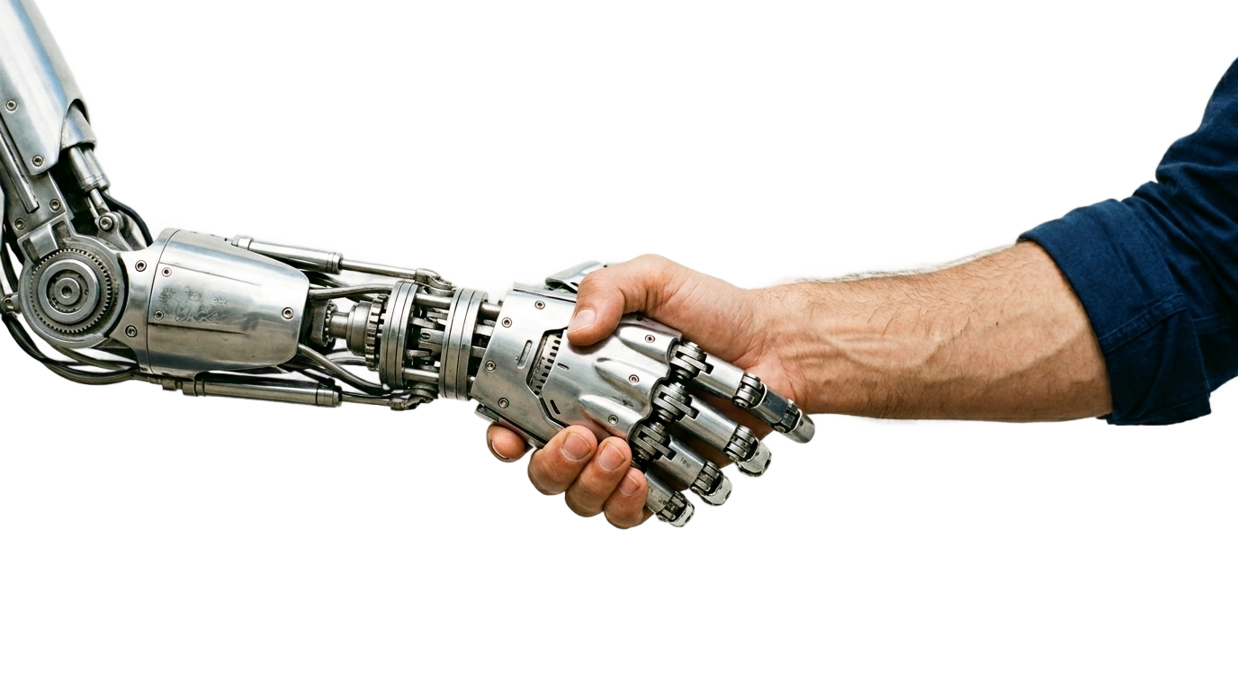 robot and human handshake png PNG transparent background