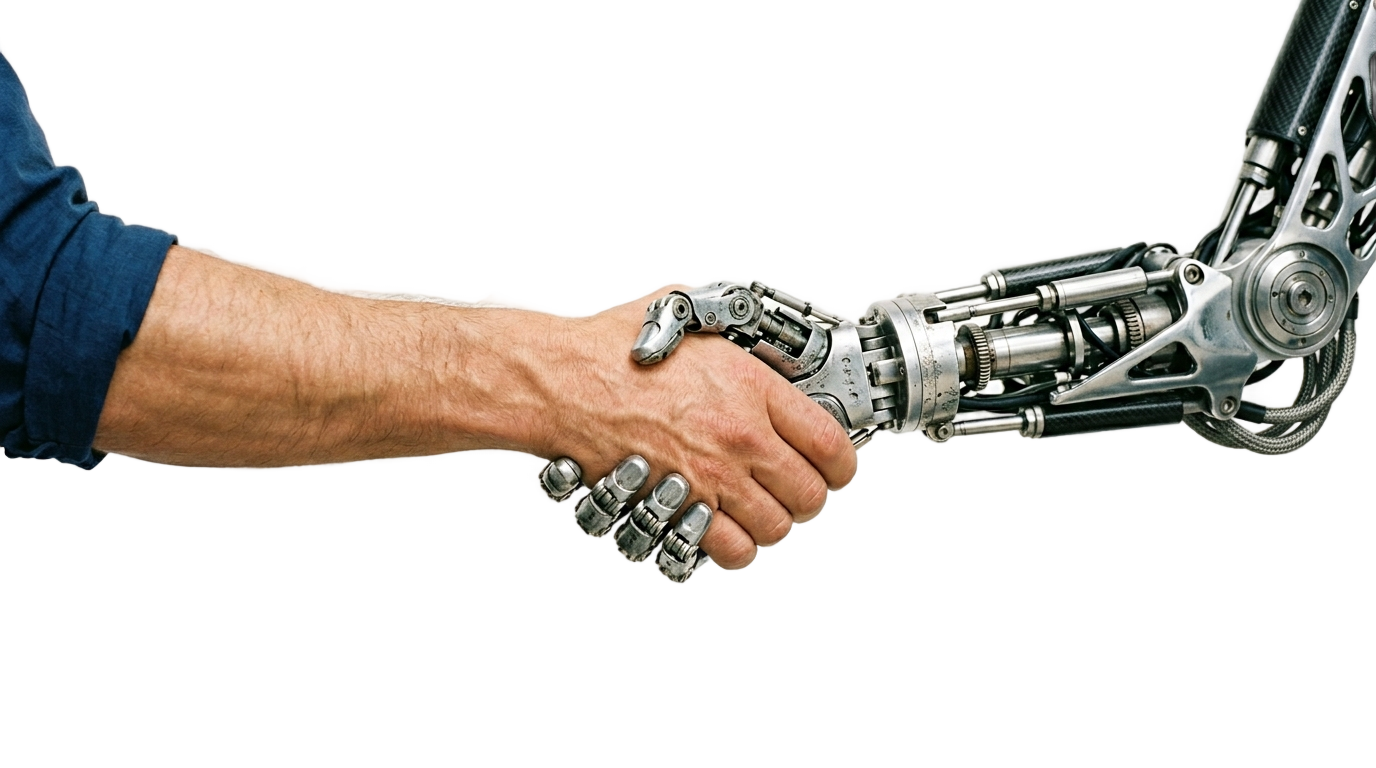 robot and human handshake png PNG transparent background