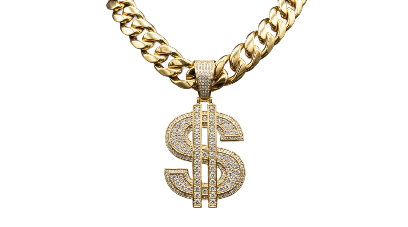 gold chain dollar sign png PNG transparent background
