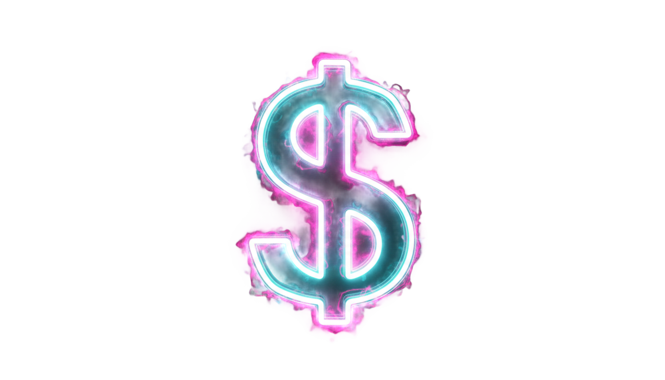 neon dollar sign png PNG transparent background