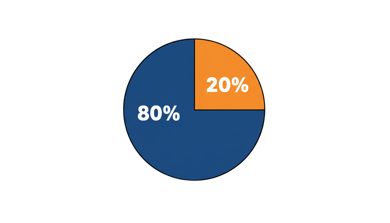 80 20 pie chart png PNG transparent background