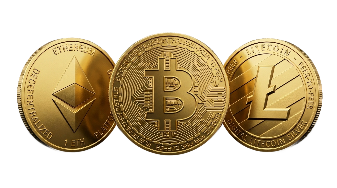 crypto coins 3d png PNG transparent background