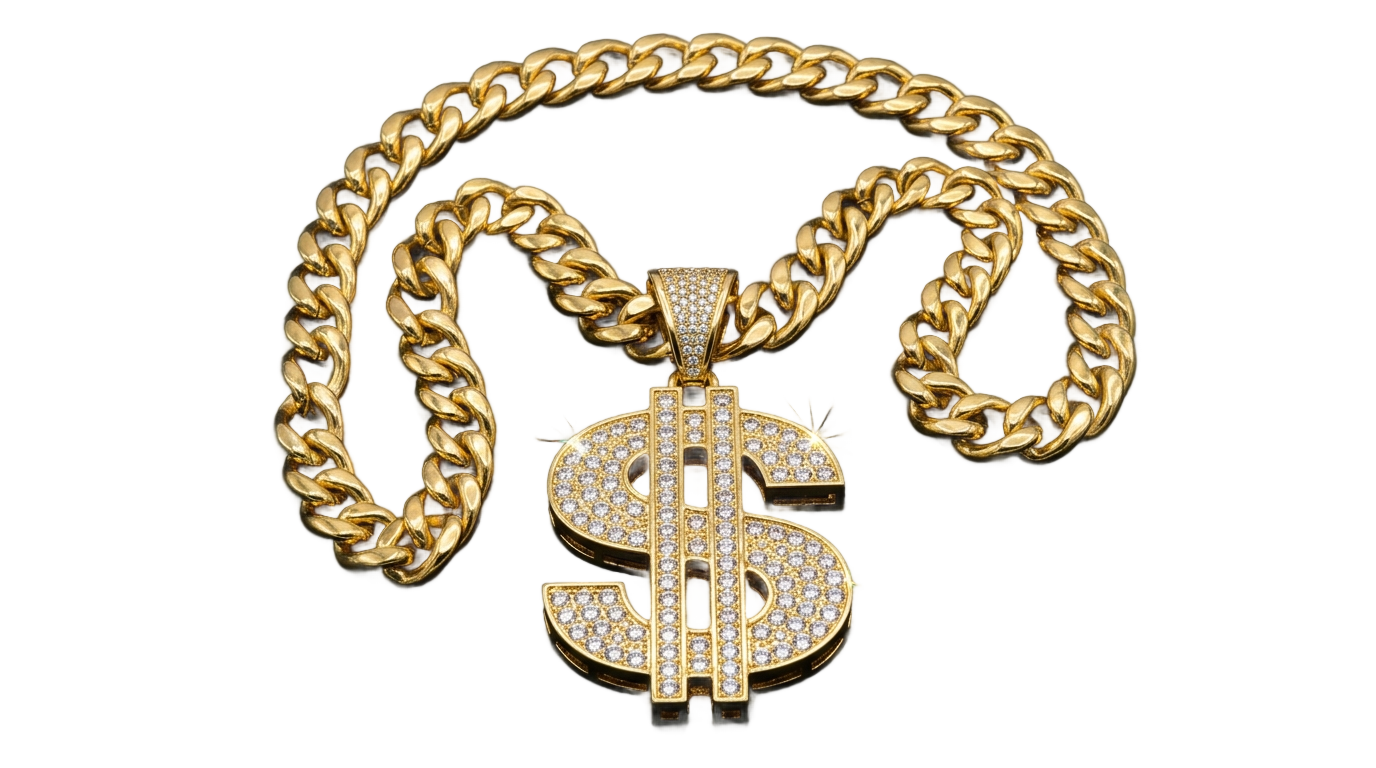 gold chain dollar sign png PNG transparent background