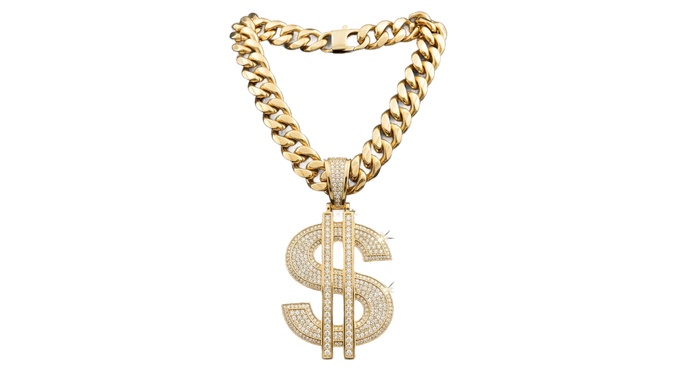 gold chain dollar sign png PNG transparent background
