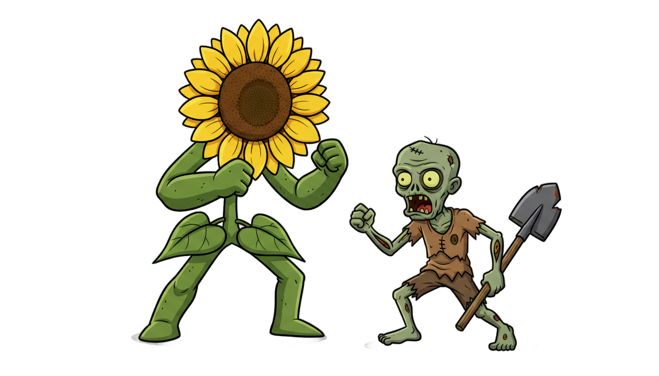 sunflower plant vs zombie png PNG transparent background