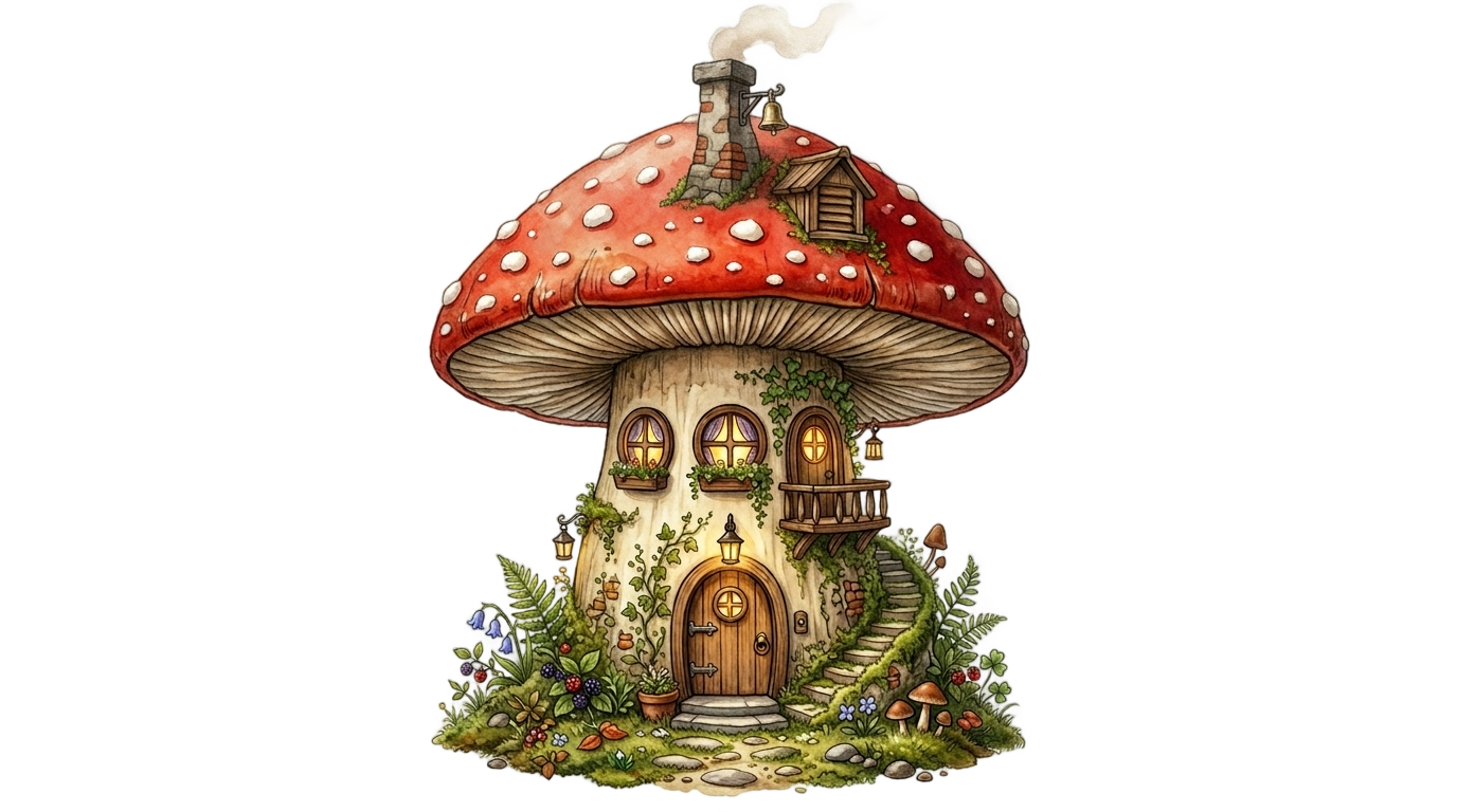 fairy mushroom house png PNG transparent background