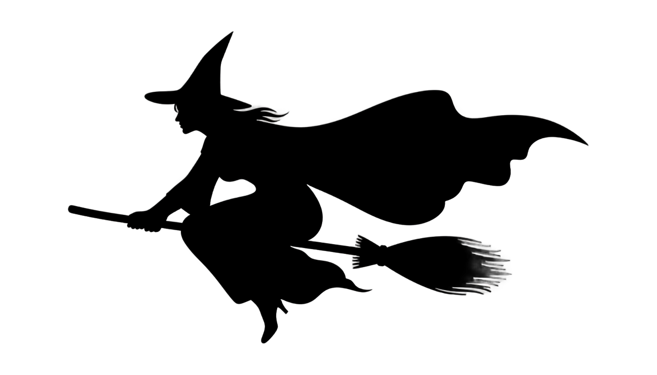 witch on broom silhouette png PNG transparent background