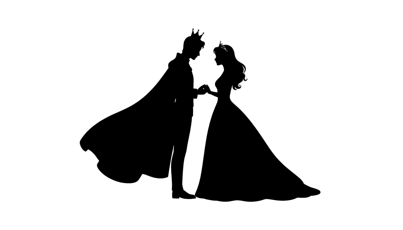 prince and princess silhouette png PNG transparent background