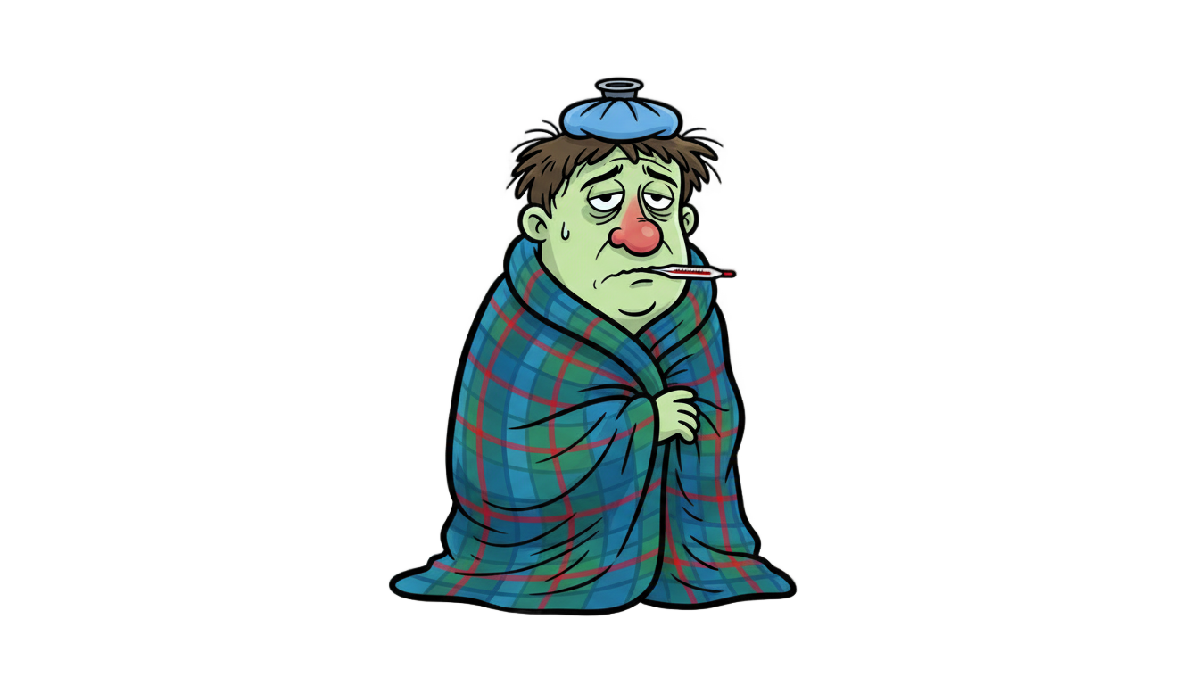 sick person cartoon png PNG transparent background
