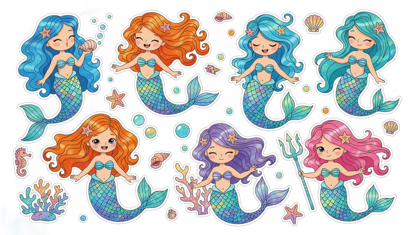mermaid stickers png PNG transparent background