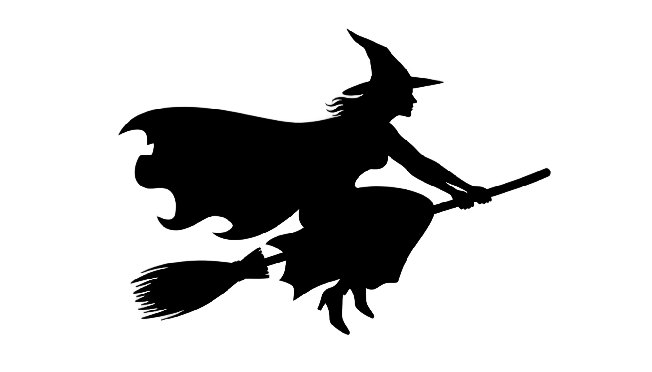 witch on broom silhouette png PNG transparent background