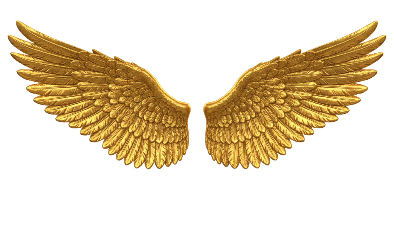 gold angel wings png PNG transparent background