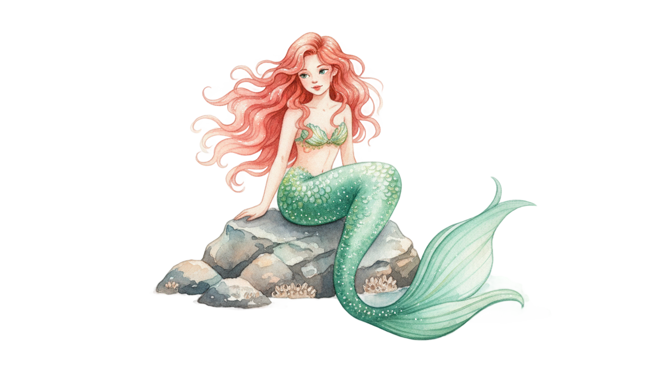 little mermaid watercolor png PNG transparent background