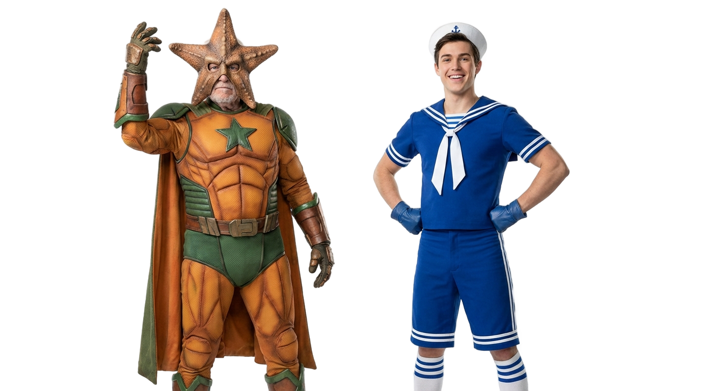 mermaid man and barnacle boy png PNG transparent background