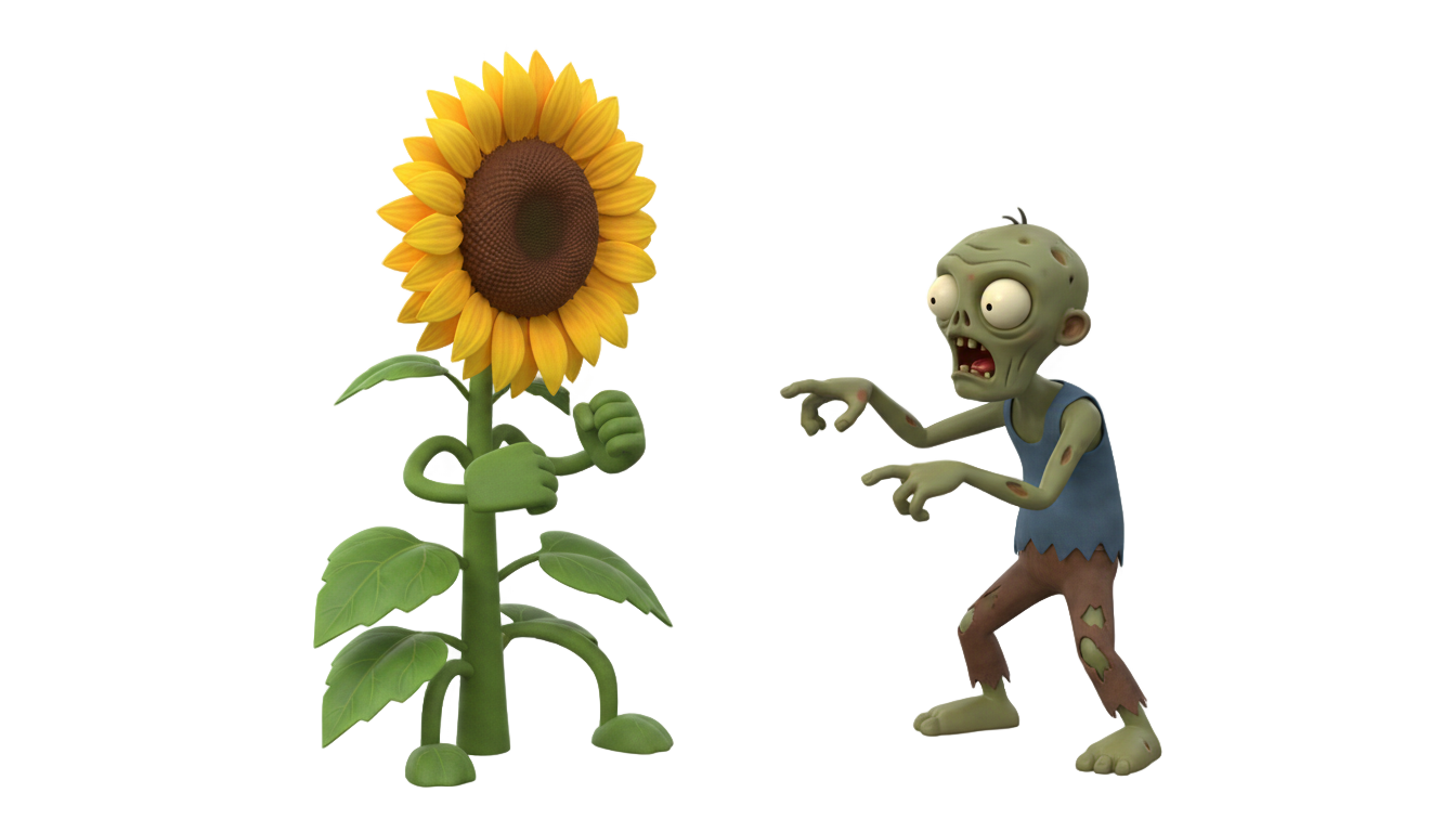 sunflower plant vs zombie png PNG transparent background