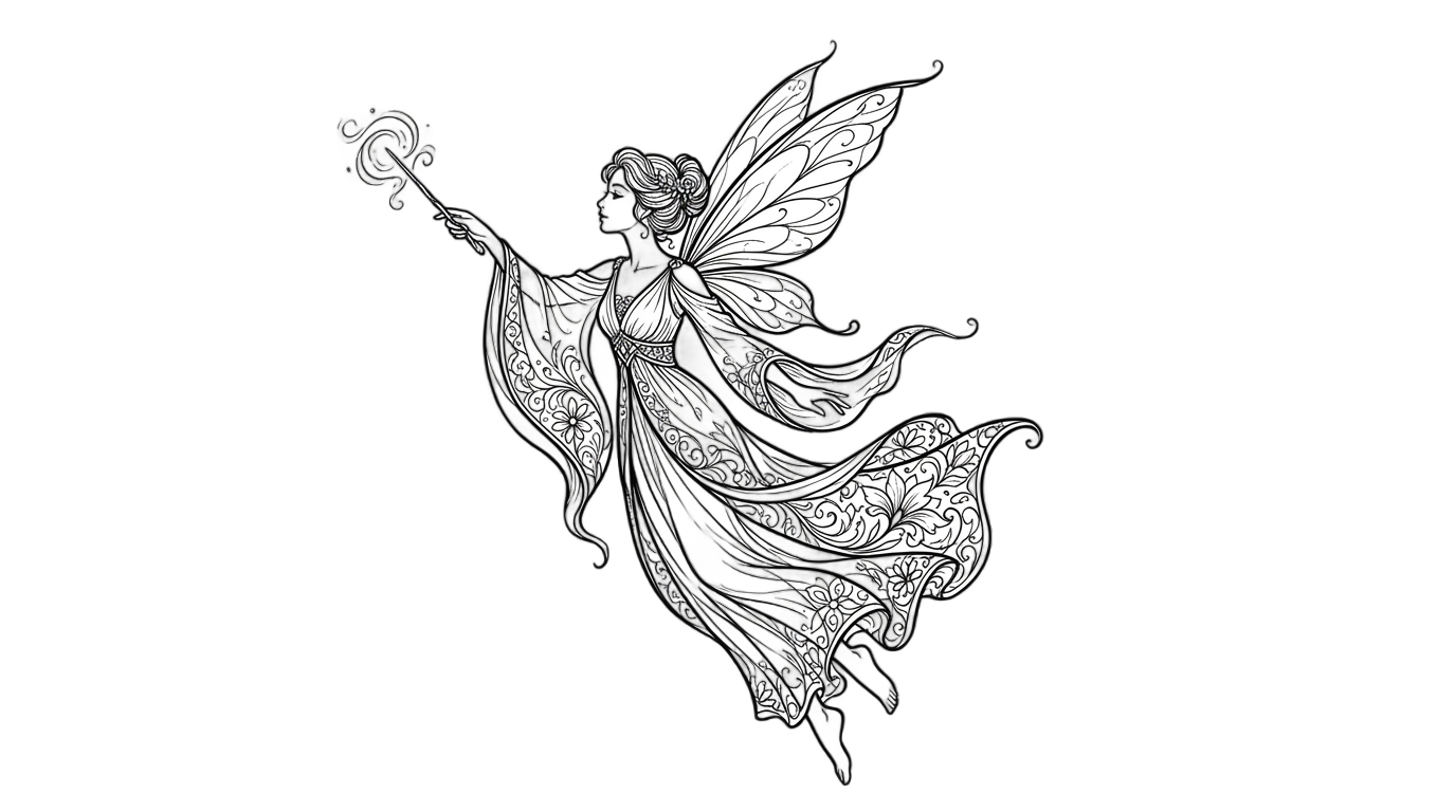 fairy png black and white PNG transparent background