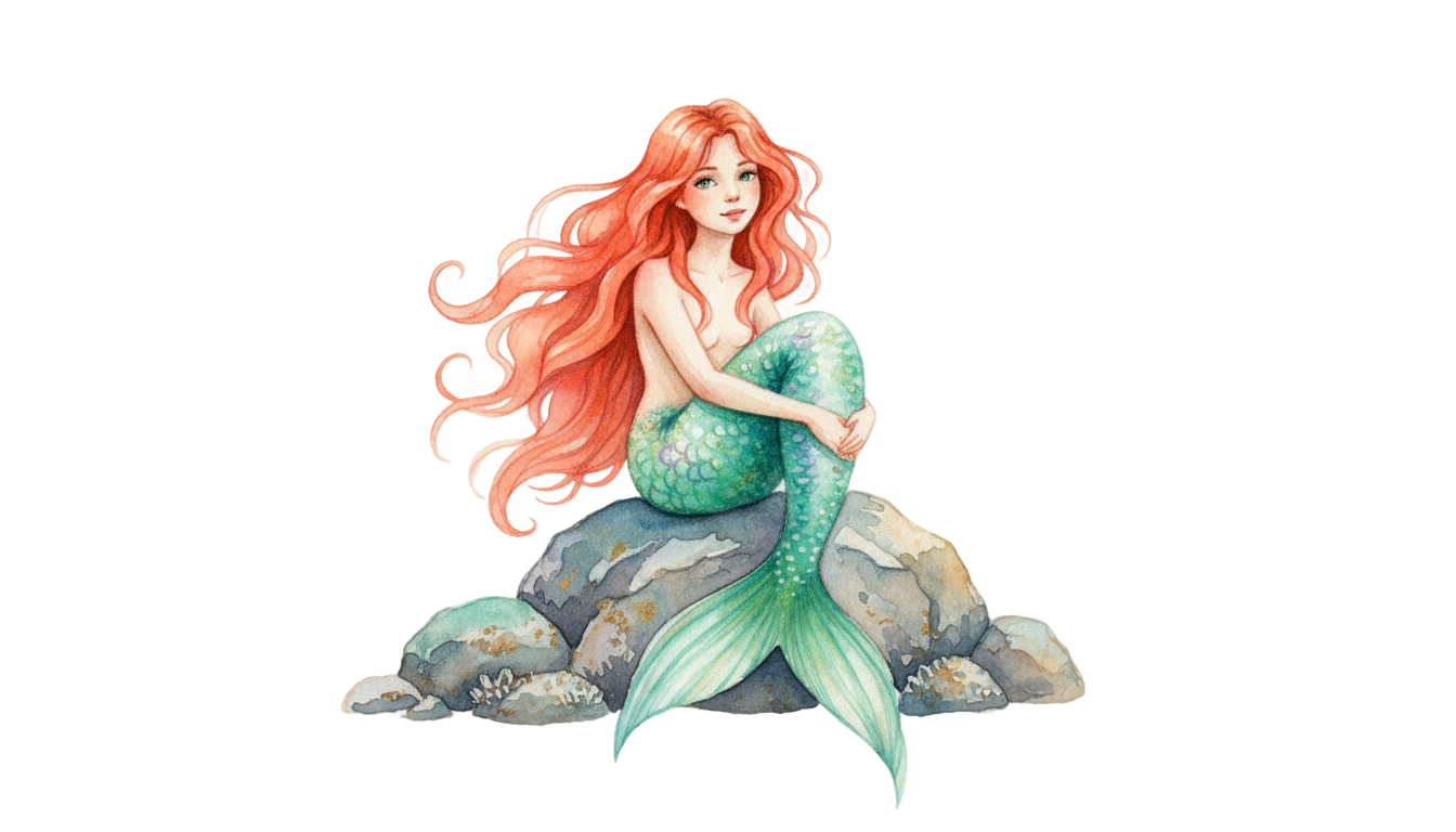 little mermaid watercolor png PNG transparent background