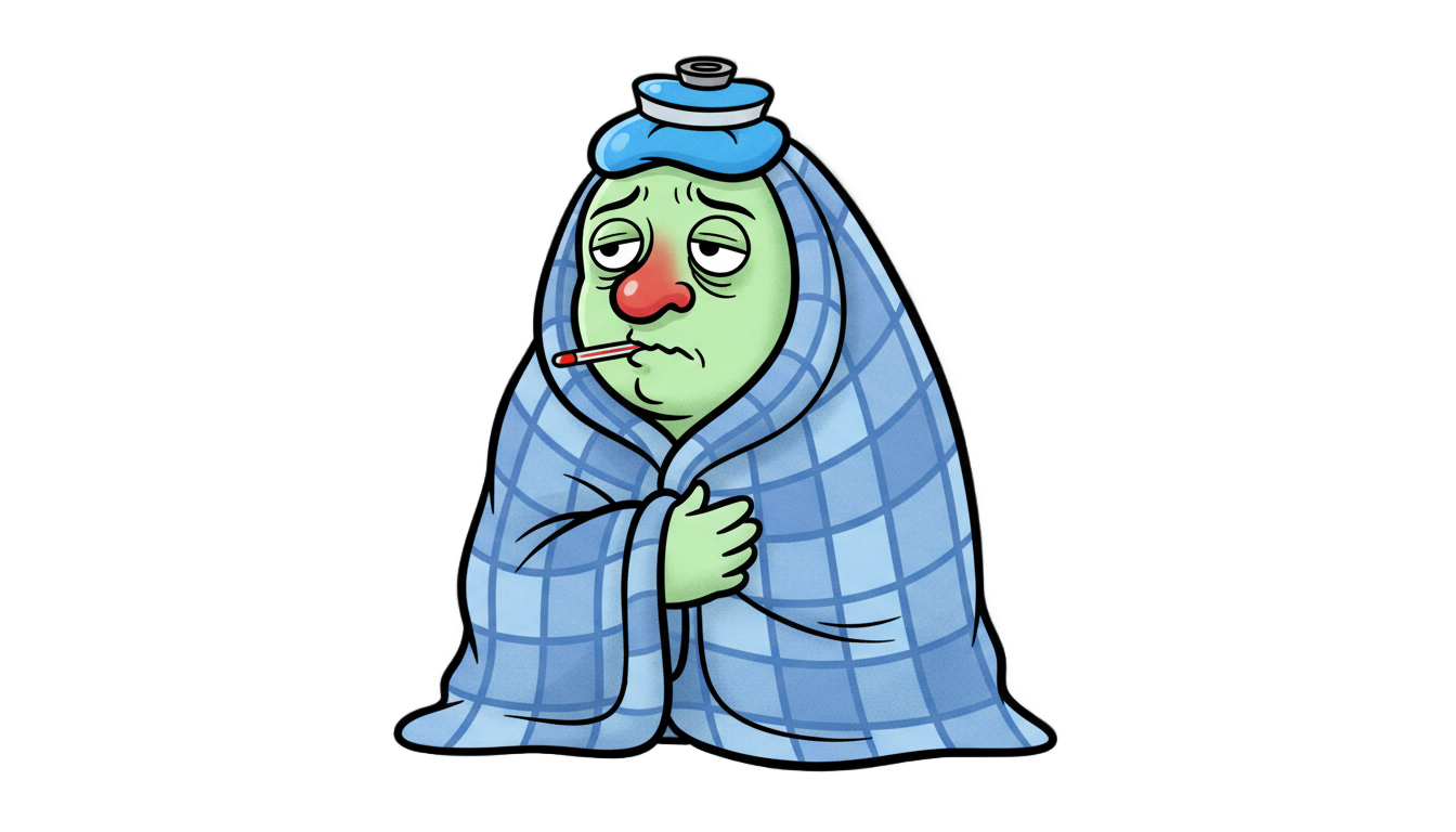 sick person cartoon png PNG transparent background