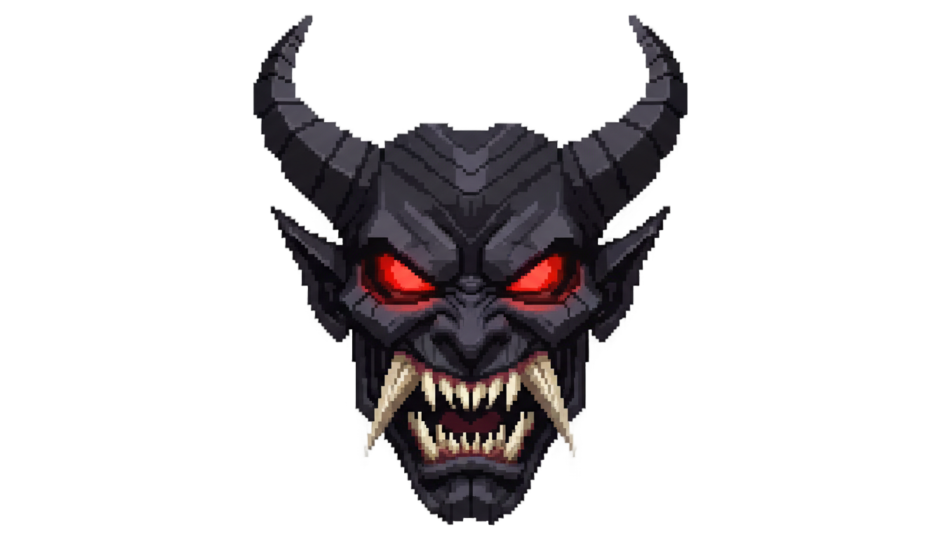 geometry dash hard demon face png PNG transparent background