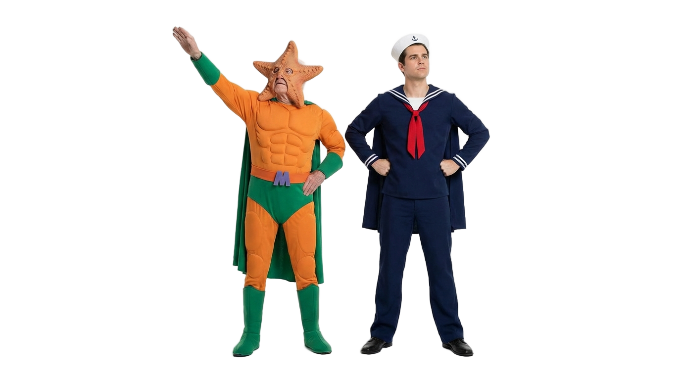 mermaid man and barnacle boy png PNG transparent background
