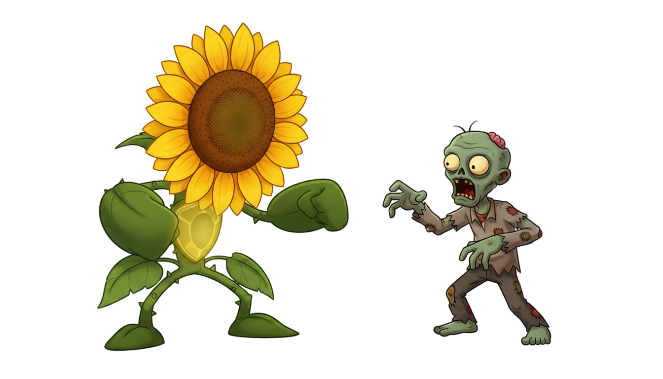sunflower plant vs zombie png PNG transparent background