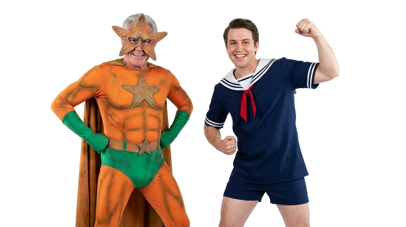 mermaid man and barnacle boy png PNG transparent background