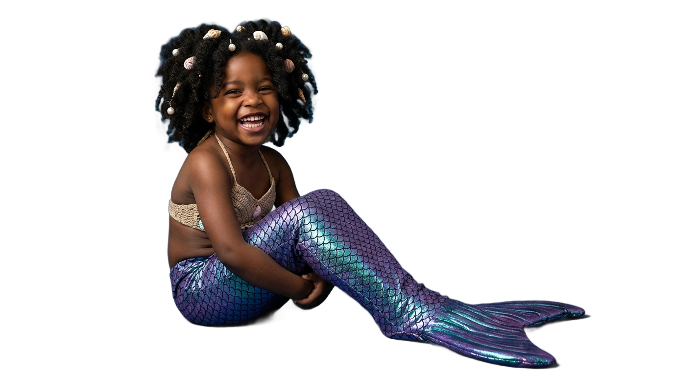 black baby mermaid png PNG transparent background