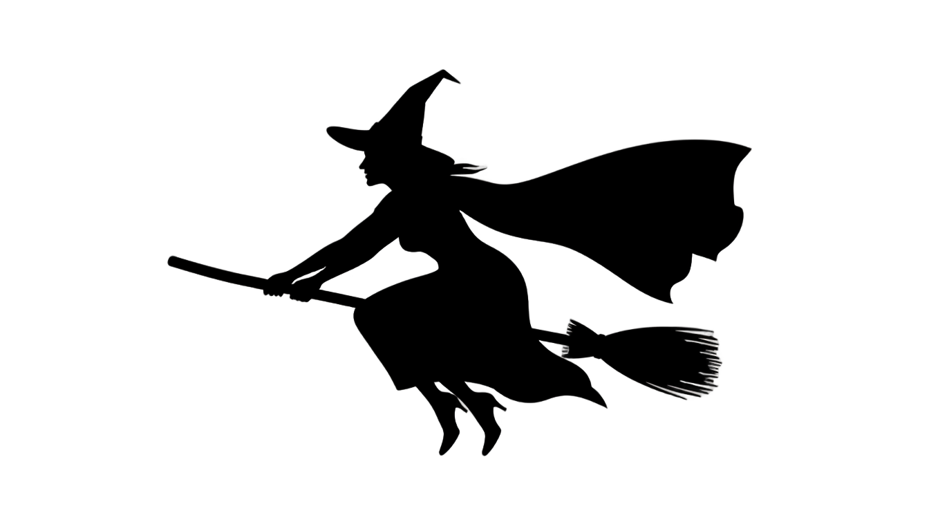 witch on broom silhouette png PNG transparent background