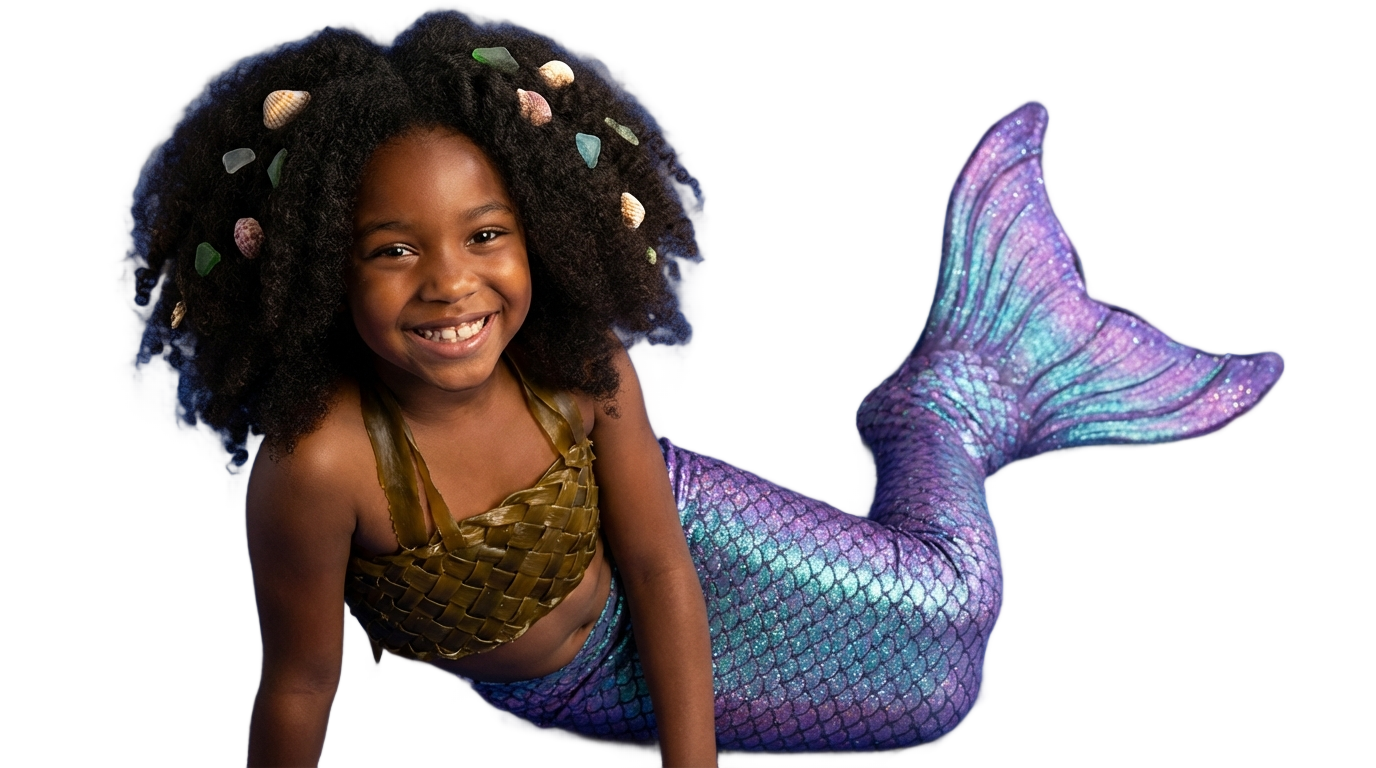 black baby mermaid png PNG transparent background