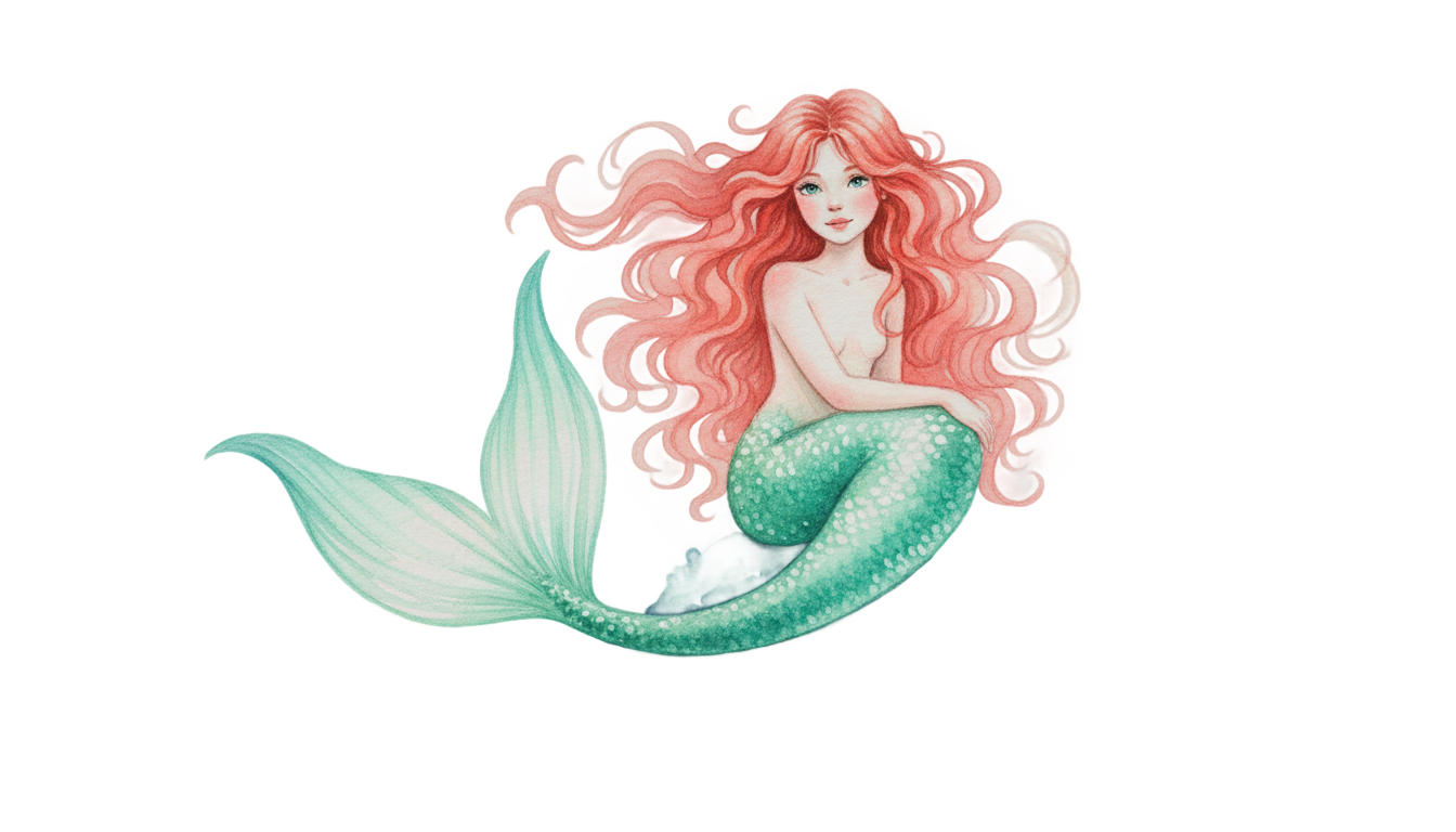 little mermaid watercolor png PNG transparent background