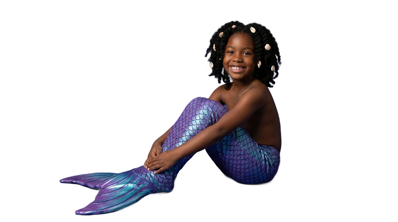 black baby mermaid png PNG transparent background