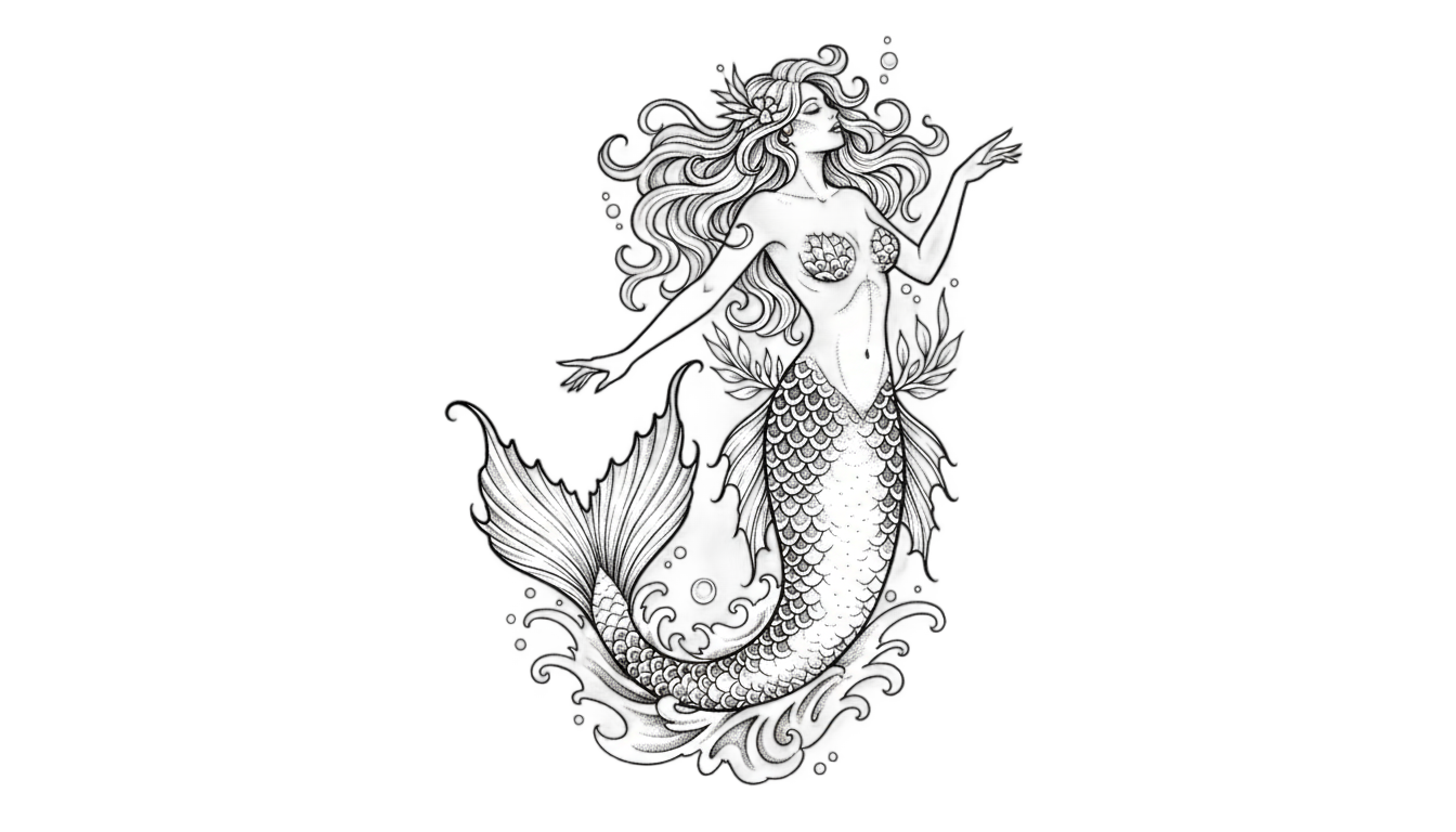 mermaid tattoo png PNG transparent background